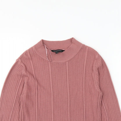 Peacocks Womens Pink Crew Neck Viscose Pullover Jumper Size 8