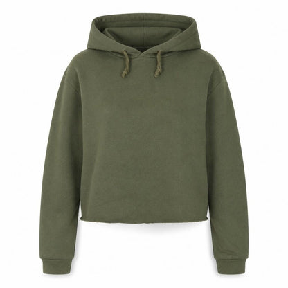 Topshop Womens Green Cotton Pullover Hoodie Size 6 Pullover - Cropped.