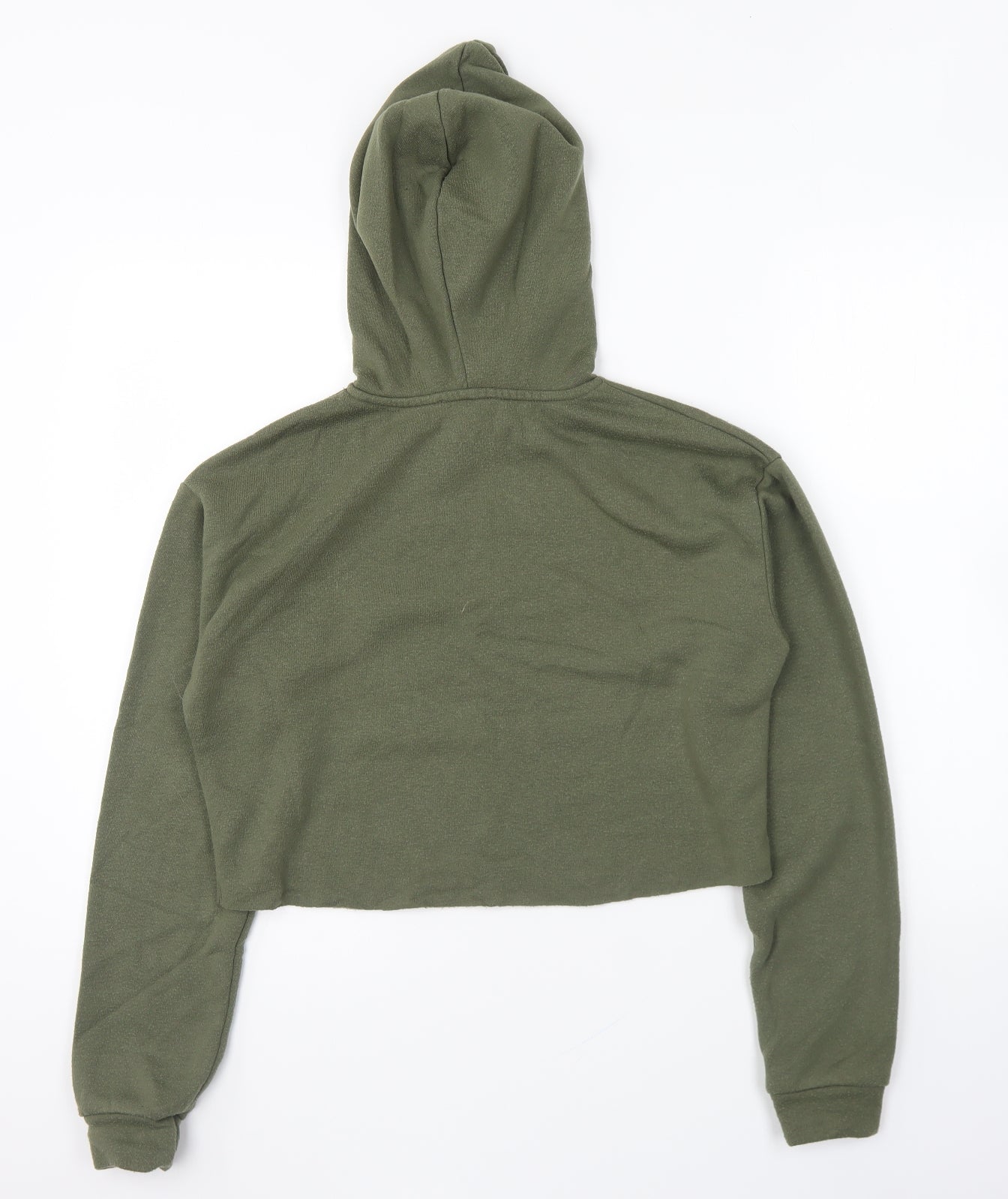 Topshop Womens Green Cotton Pullover Hoodie Size 6 Pullover - Cropped.