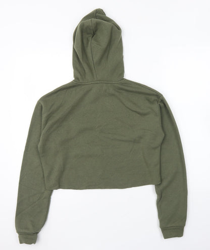 Topshop Womens Green Cotton Pullover Hoodie Size 6 Pullover - Cropped.