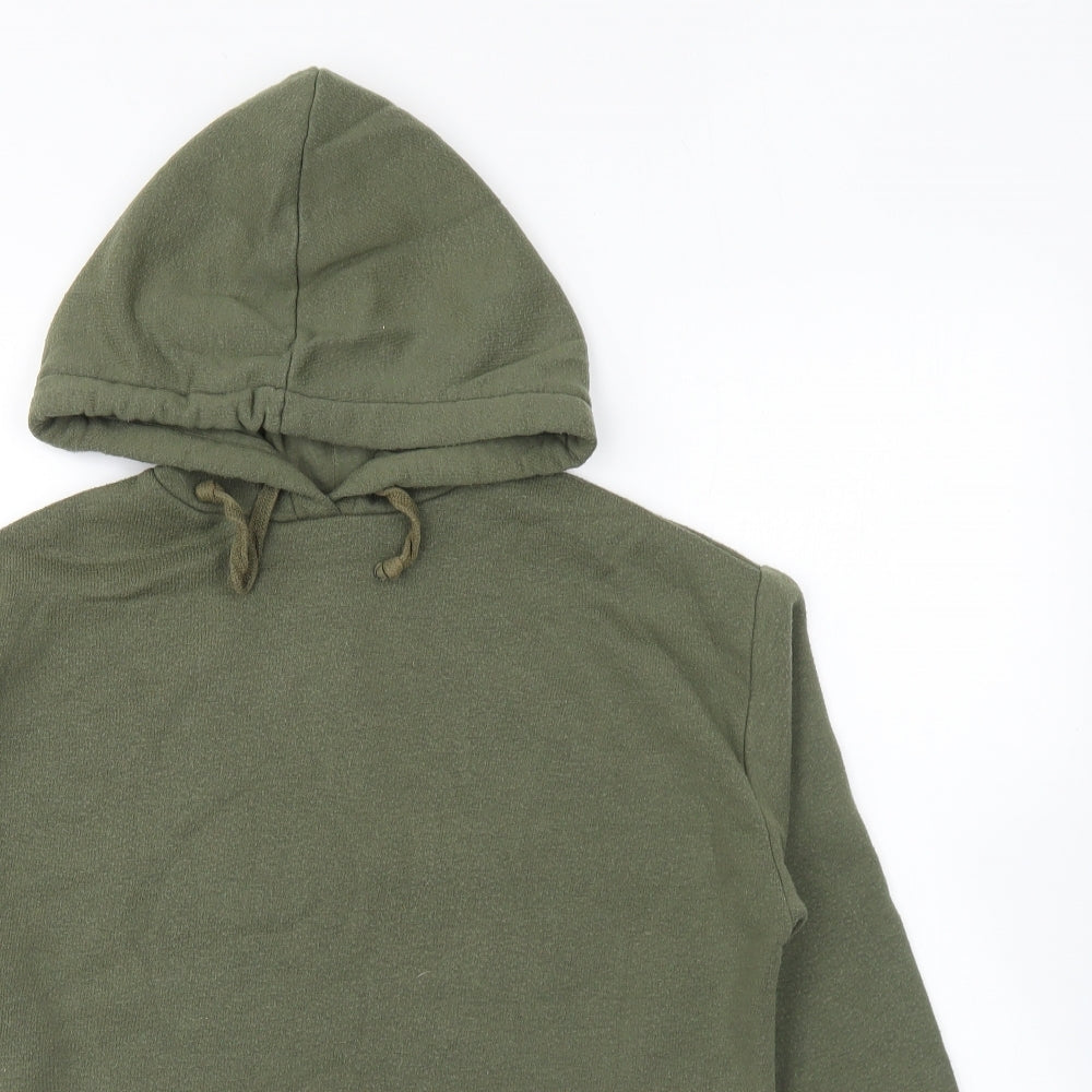 Topshop Womens Green Cotton Pullover Hoodie Size 6 Pullover - Cropped.