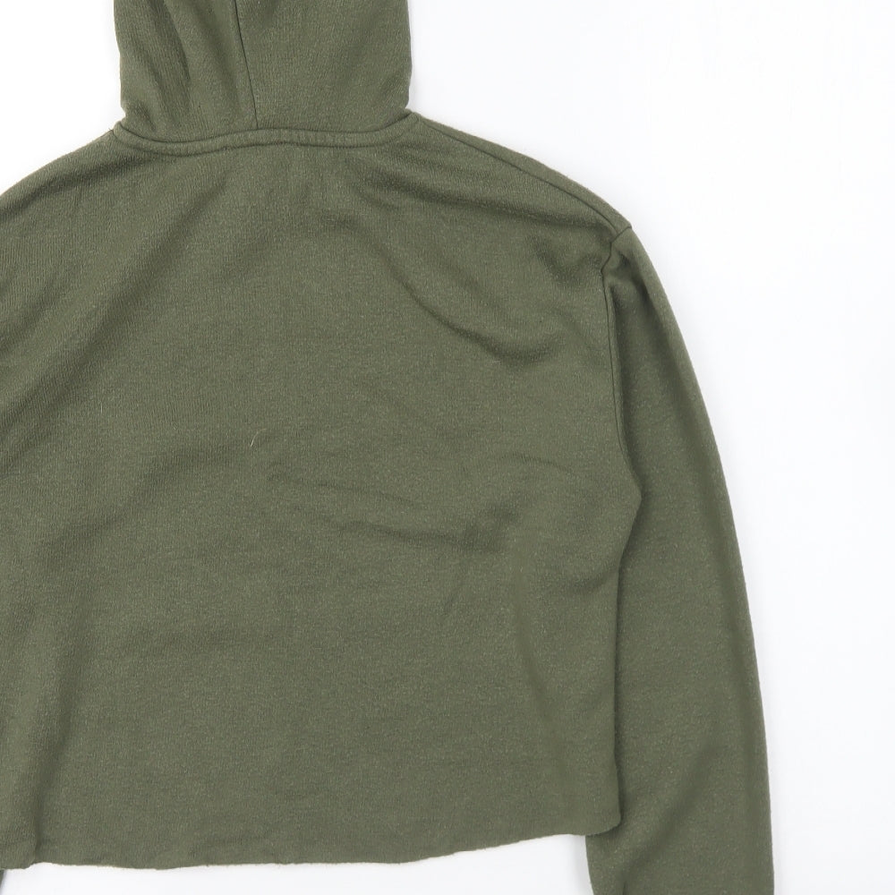 Topshop Womens Green Cotton Pullover Hoodie Size 6 Pullover - Cropped.