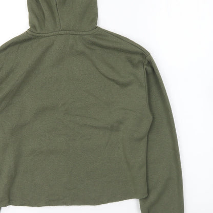 Topshop Womens Green Cotton Pullover Hoodie Size 6 Pullover - Cropped.