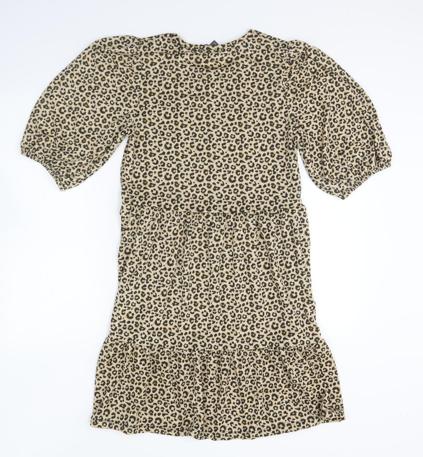Primark Womens Brown Animal Print Polyester A-Line Size 10 Round Neck Pullover - Leopard Print