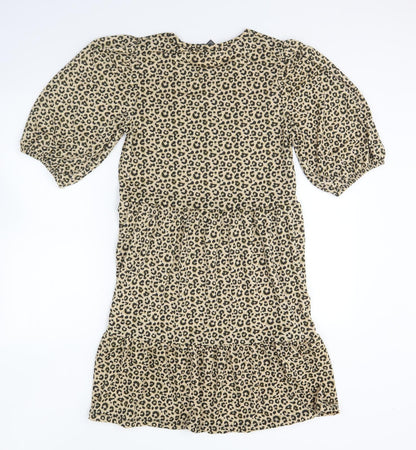 Primark Womens Brown Animal Print Polyester A-Line Size 10 Round Neck Pullover - Leopard Print