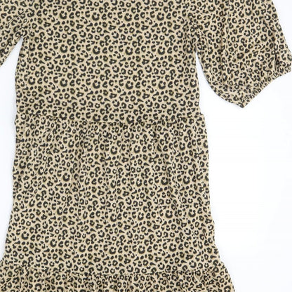 Primark Womens Brown Animal Print Polyester A-Line Size 10 Round Neck Pullover - Leopard Print