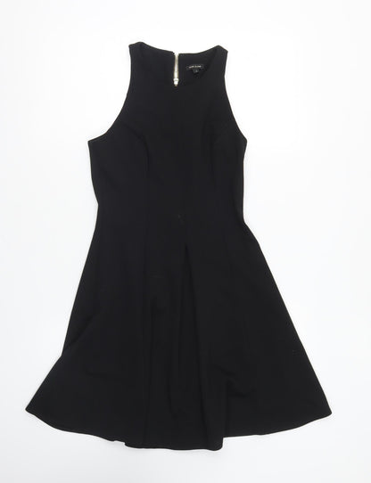River Island Womens Black Viscose A-Line Size 8 Round Neck Zip