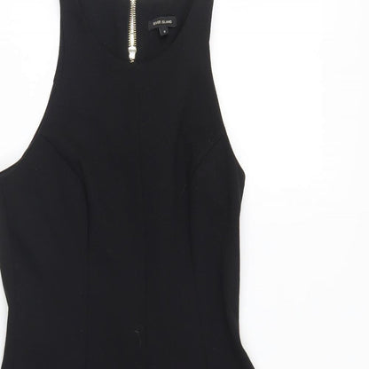 River Island Womens Black Viscose A-Line Size 8 Round Neck Zip