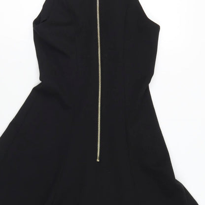 River Island Womens Black Viscose A-Line Size 8 Round Neck Zip
