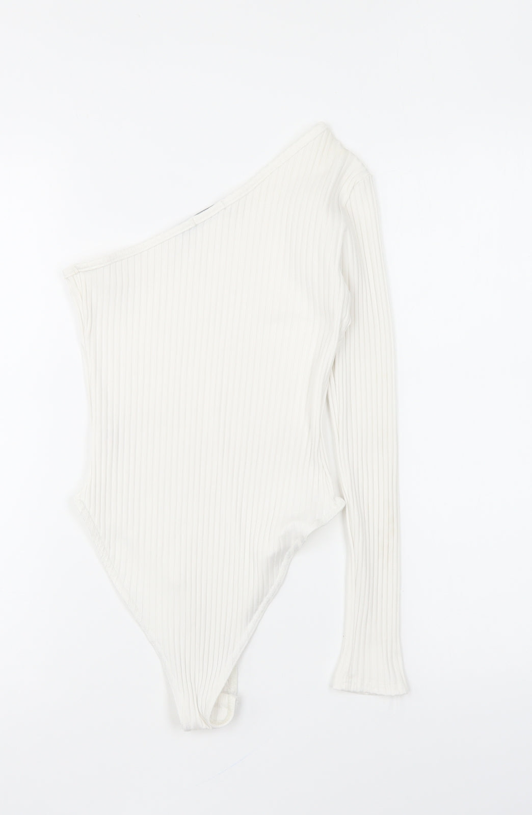 Boohoo Womens White Viscose Bodysuit One-Piece Size 10 Snap