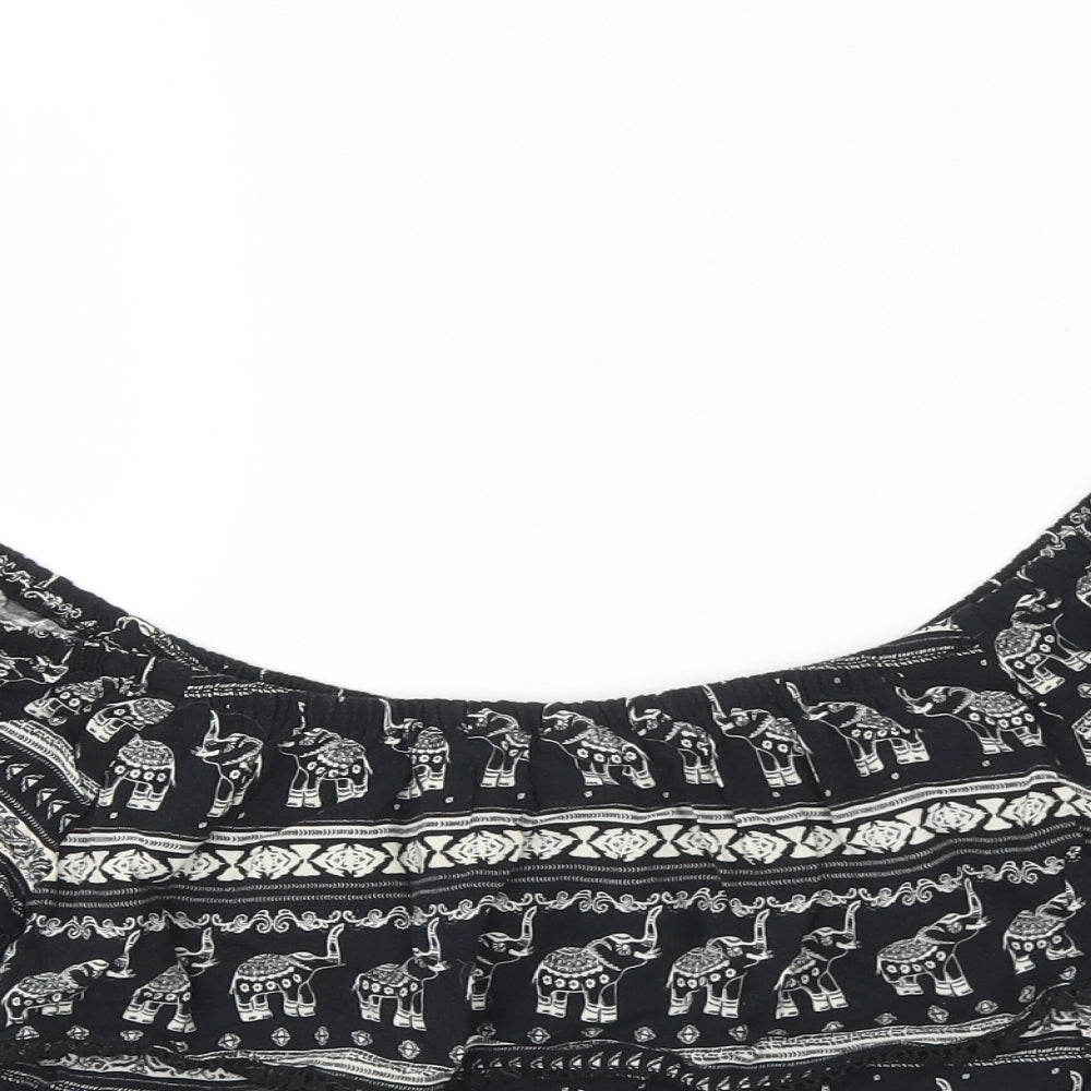 Womens UK Size 12 H&M Black Cropped Blouse