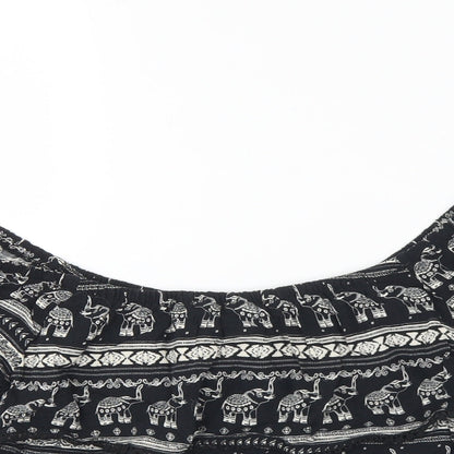 Womens UK Size 12 H&M Black Cropped Blouse