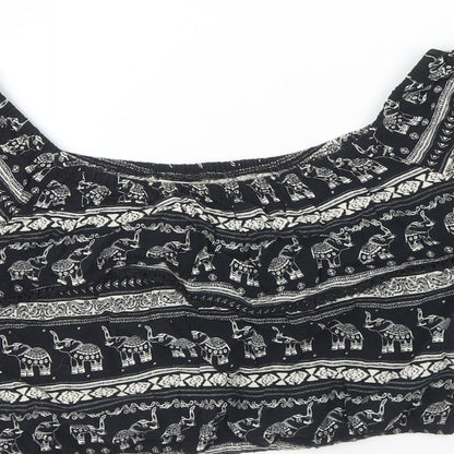 Womens UK Size 12 H&M Black Cropped Blouse