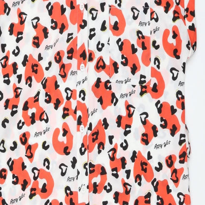 NB Avenue Womens Red Animal Print Polyester Shirt Dress Size L Collared Button - Leopard pattern