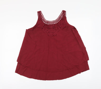 Womens UK Size M Preworn Red Basic Tank