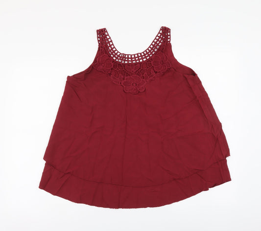 Womens UK Size M Preworn Red Basic Tank