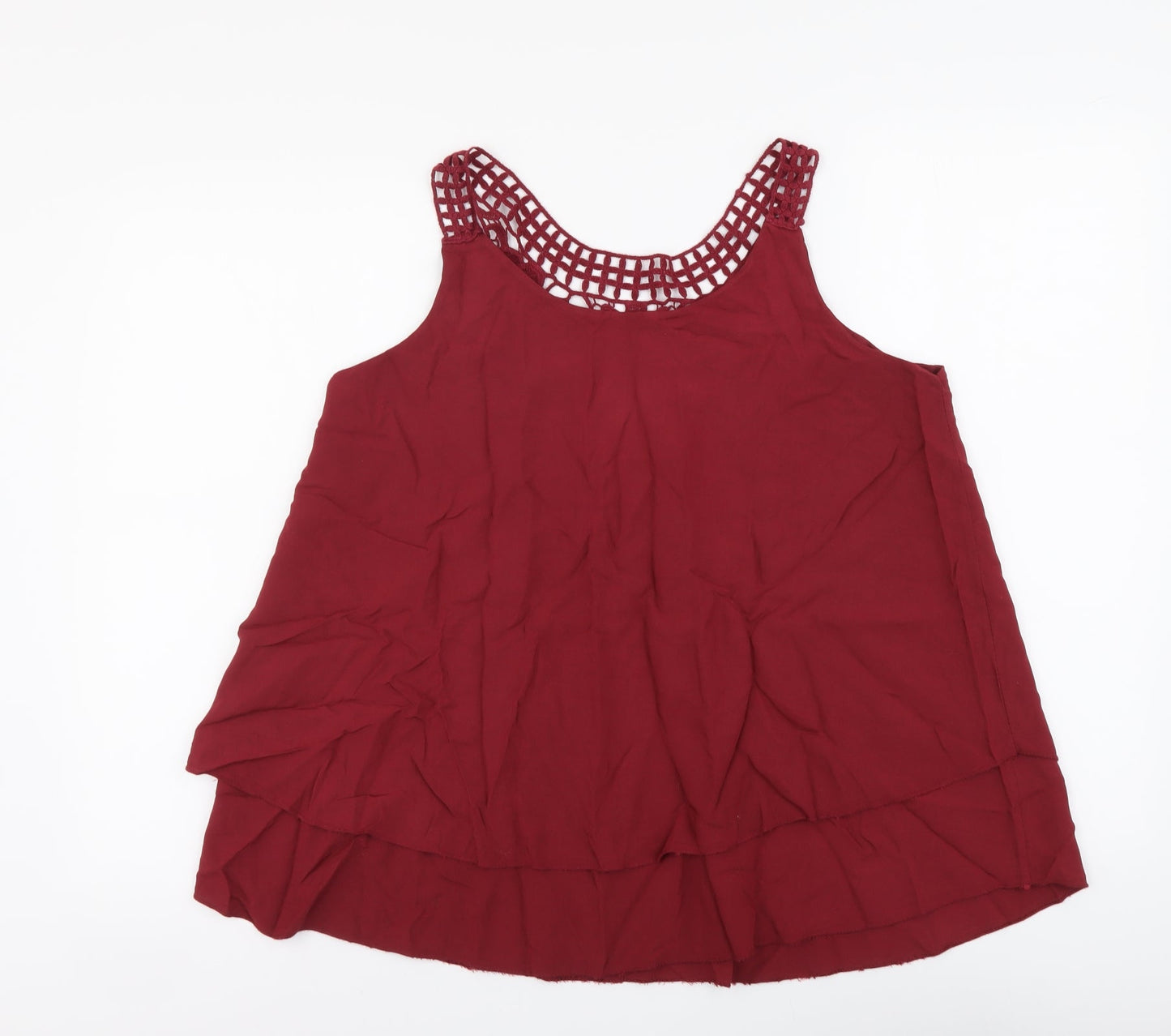 Womens UK Size M Preworn Red Basic Tank