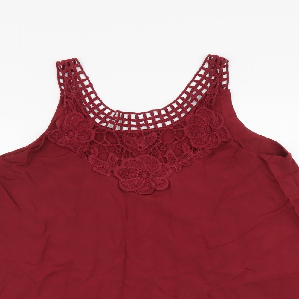 Womens UK Size M Preworn Red Basic Tank
