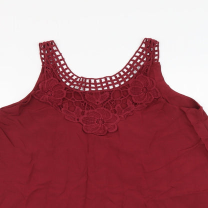 Womens UK Size M Preworn Red Basic Tank