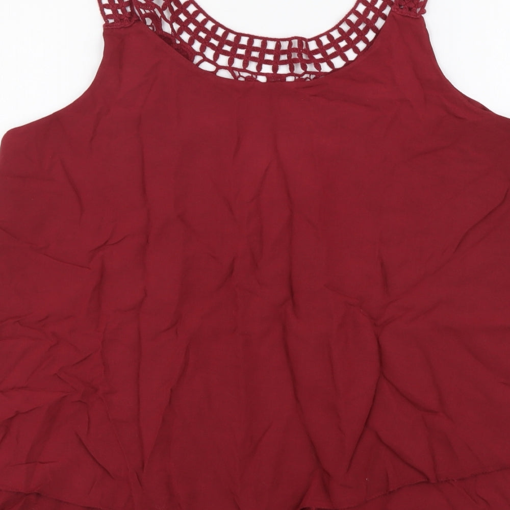 Womens UK Size M Preworn Red Basic Tank