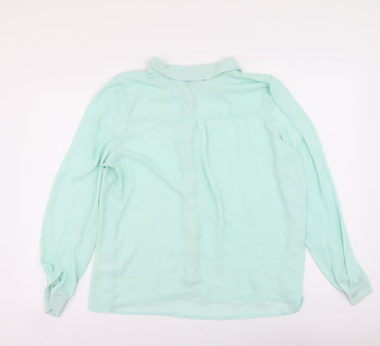 Cooperative Womens Green Polyester Basic Button-Up Size L Collared