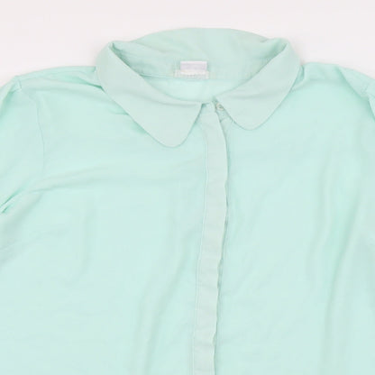 Cooperative Womens Green Polyester Basic Button-Up Size L Collared