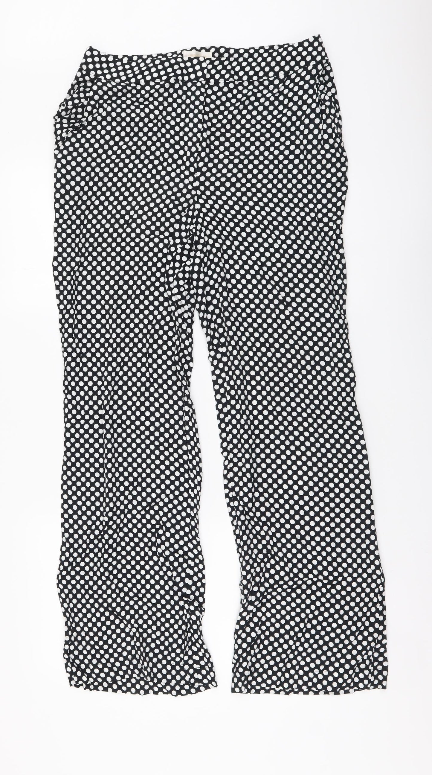 Feather & Bone Womens Black Polka Dot Viscose Trousers Size S L29 in Regular Button