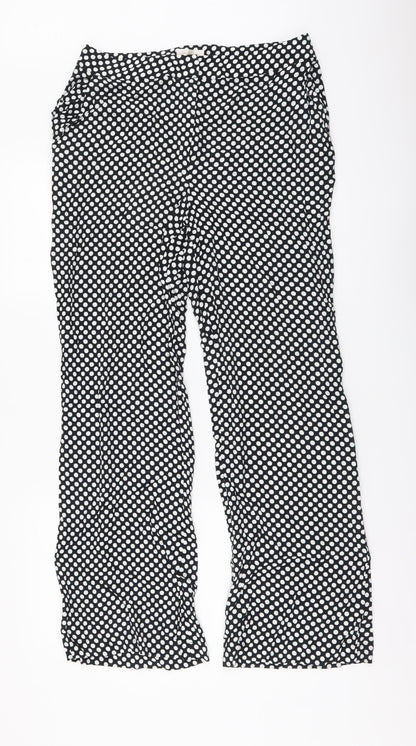 Feather & Bone Womens Black Polka Dot Viscose Trousers Size S L29 in Regular Button