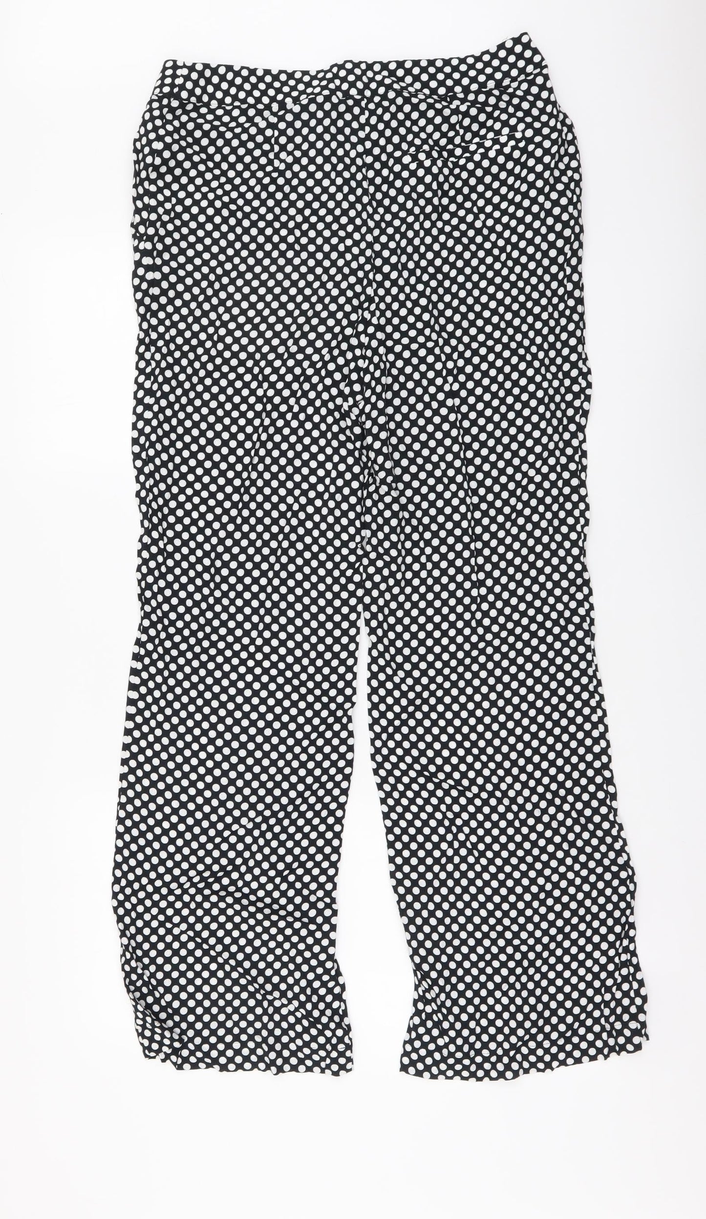 Feather & Bone Womens Black Polka Dot Viscose Trousers Size S L29 in Regular Button