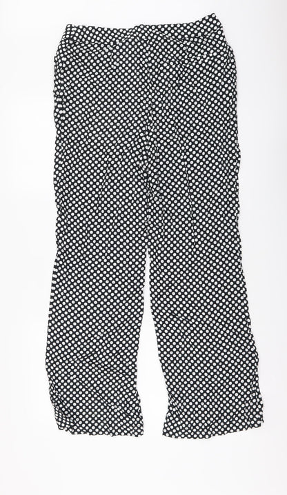Feather & Bone Womens Black Polka Dot Viscose Trousers Size S L29 in Regular Button