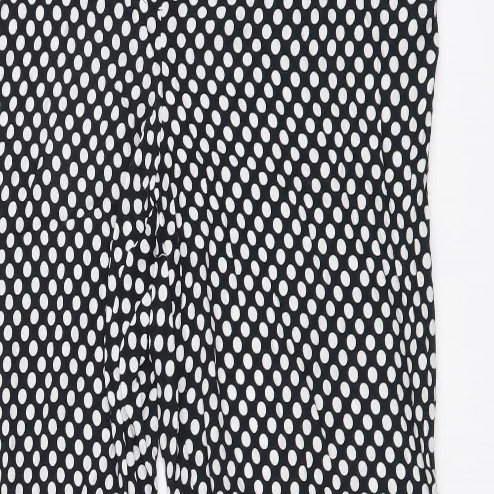 Feather & Bone Womens Black Polka Dot Viscose Trousers Size S L29 in Regular Button