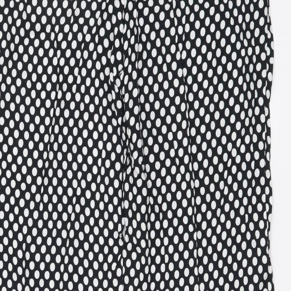 Feather & Bone Womens Black Polka Dot Viscose Trousers Size S L29 in Regular Button