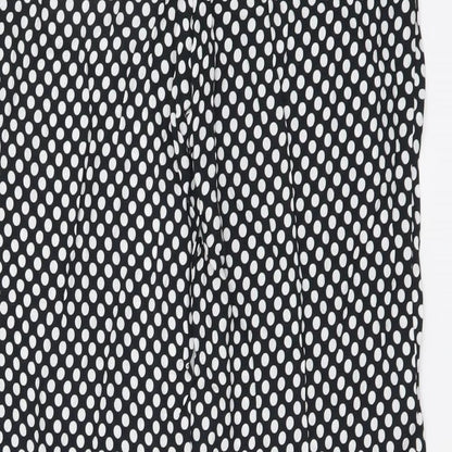 Feather & Bone Womens Black Polka Dot Viscose Trousers Size S L29 in Regular Button