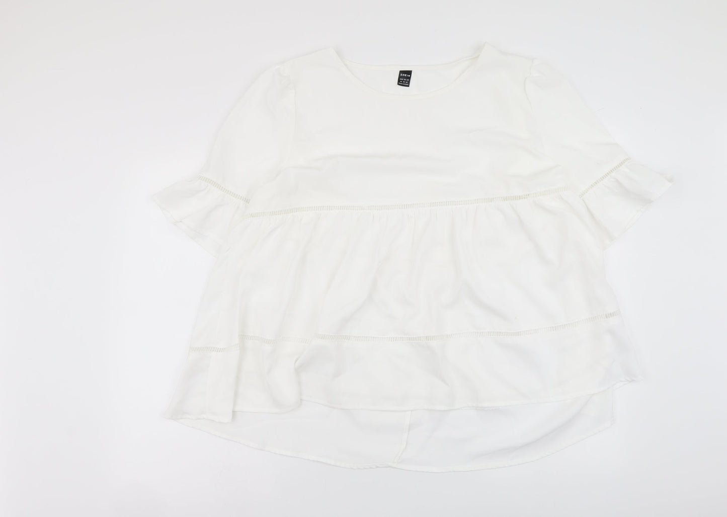 SheIn Womens White Polyester Basic Blouse Size XL Round Neck