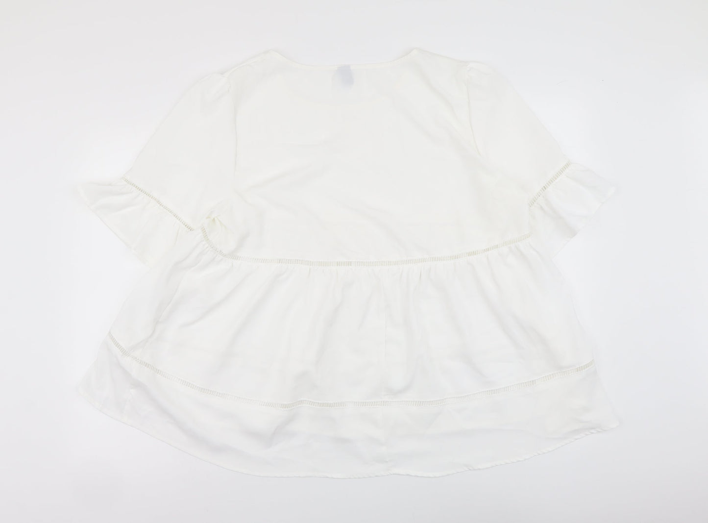 SheIn Womens White Polyester Basic Blouse Size XL Round Neck