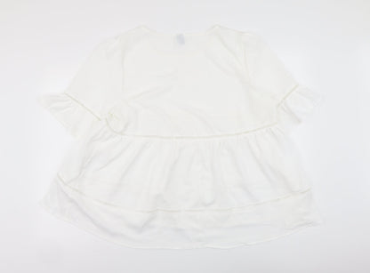 SheIn Womens White Polyester Basic Blouse Size XL Round Neck