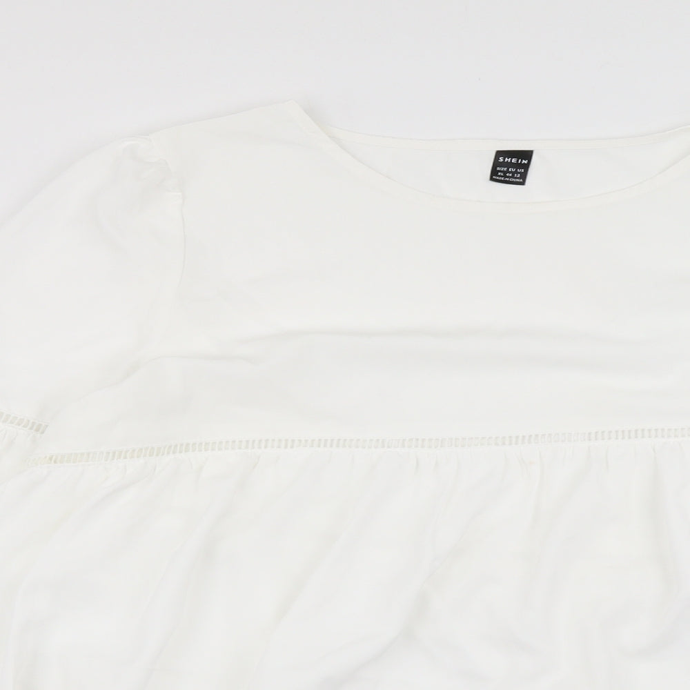 SheIn Womens White Polyester Basic Blouse Size XL Round Neck