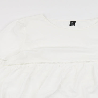 SheIn Womens White Polyester Basic Blouse Size XL Round Neck