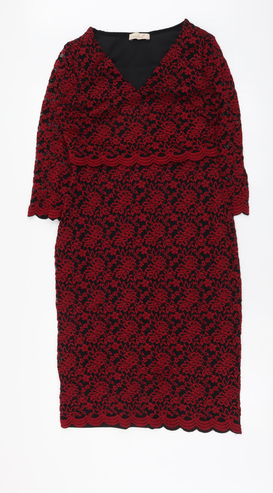 Per Una Womens Red Polyester Bodycon Size 12 V-Neck Pullover