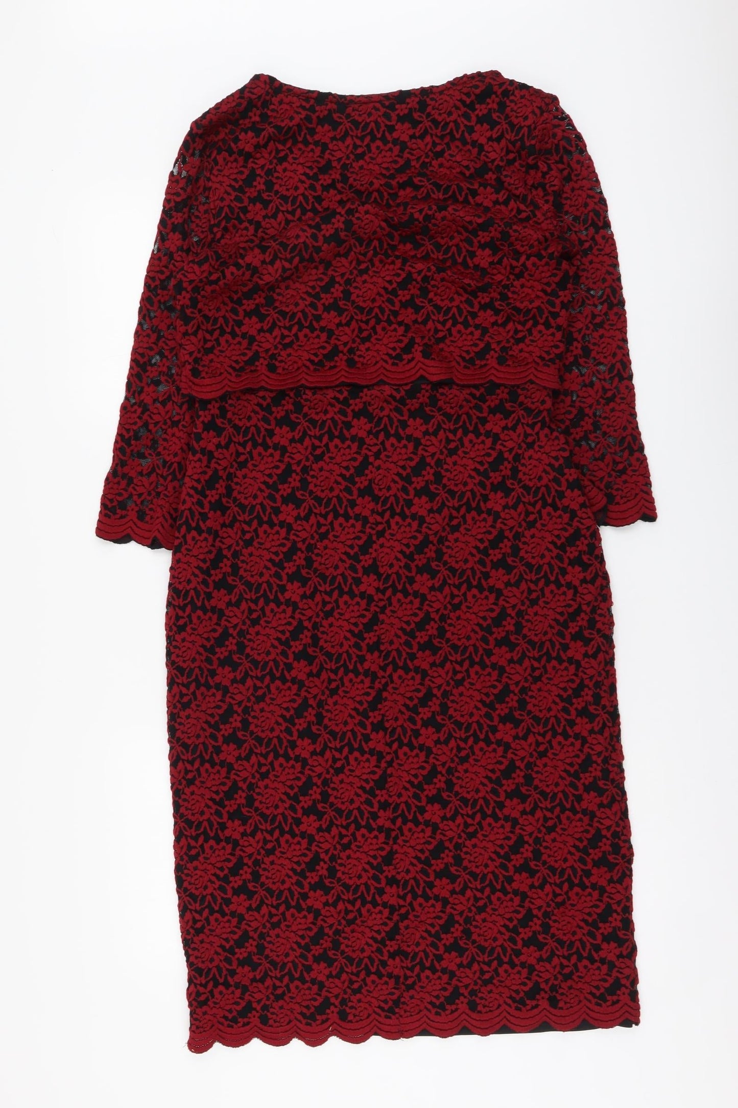 Per Una Womens Red Polyester Bodycon Size 12 V-Neck Pullover