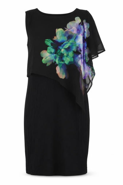 Oasis Womens Black Floral Polyester Bodycon Size S Round Neck Pullover