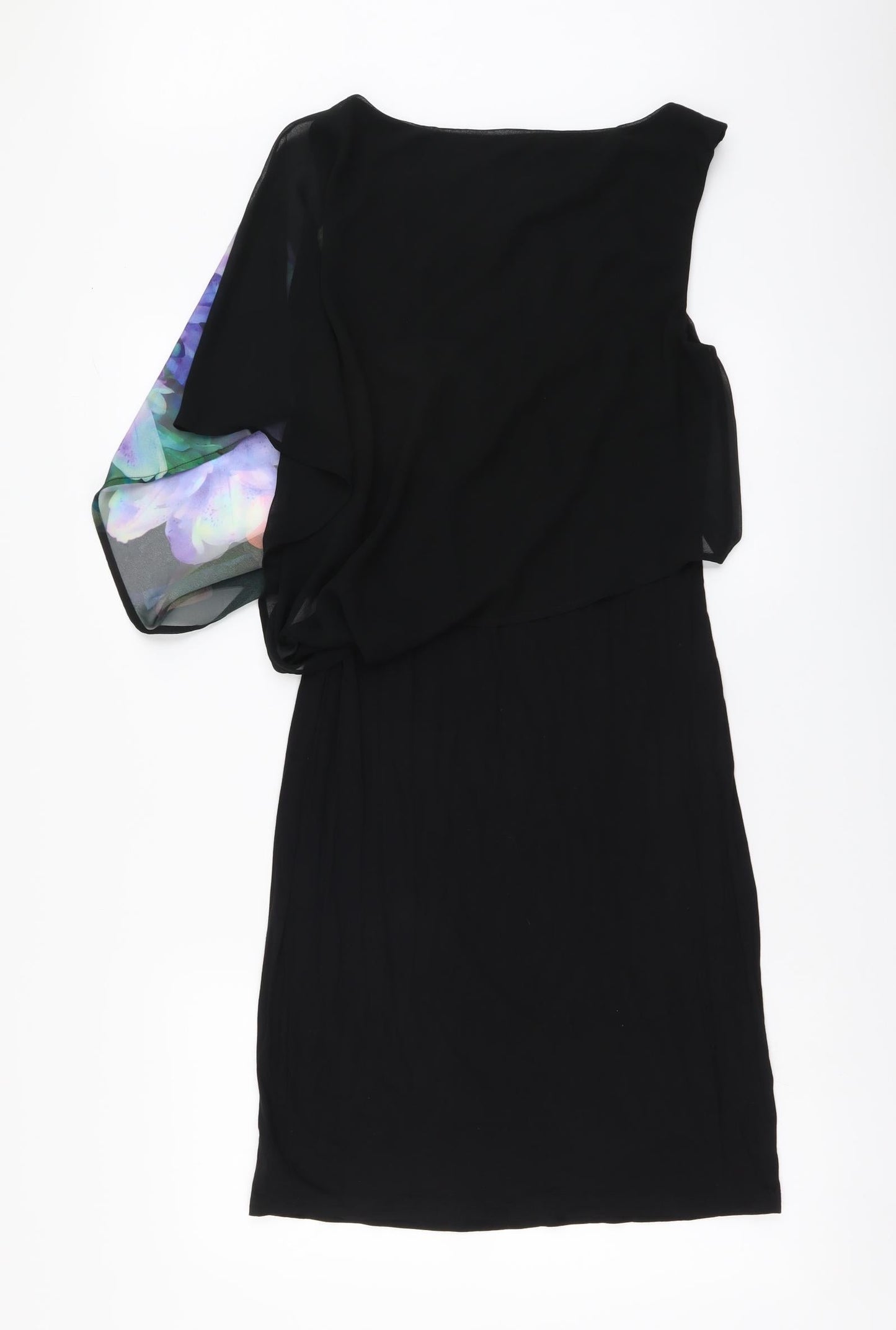 Oasis Womens Black Floral Polyester Bodycon Size S Round Neck Pullover