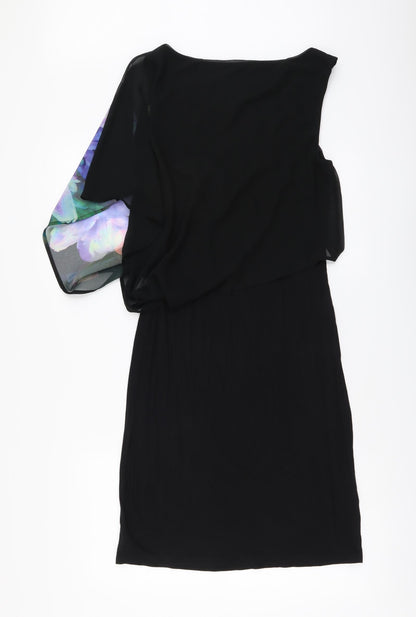 Oasis Womens Black Floral Polyester Bodycon Size S Round Neck Pullover