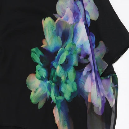 Oasis Womens Black Floral Polyester Bodycon Size S Round Neck Pullover