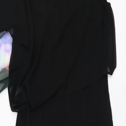 Oasis Womens Black Floral Polyester Bodycon Size S Round Neck Pullover