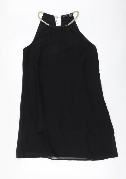 Body Flirt Womens Black Polyester A-Line Size 12 Halter Zip