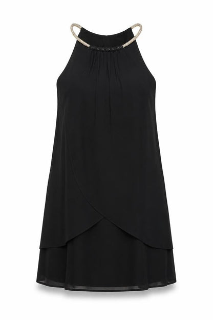 Body Flirt Womens Black Polyester A-Line Size 12 Halter Zip