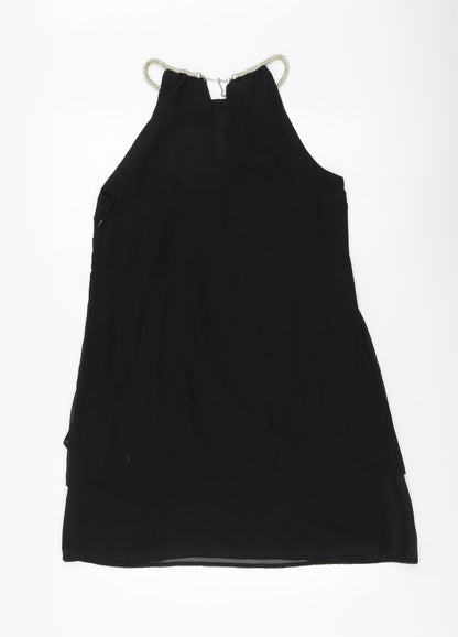 Body Flirt Womens Black Polyester A-Line Size 12 Halter Zip