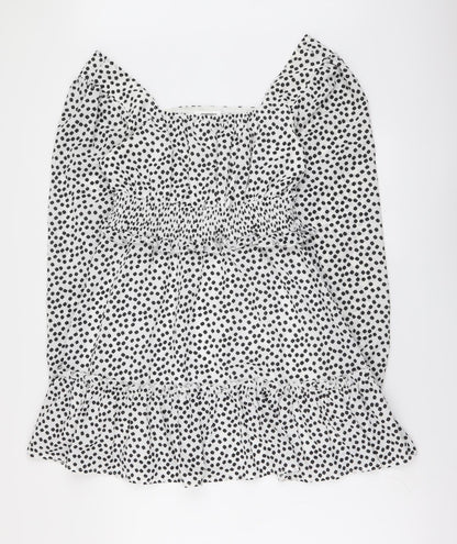Missguided Womens White Geometric Polyester A-Line Size 12 Scoop Neck Pullover