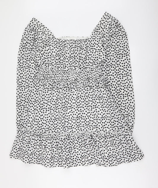 Missguided Womens White Geometric Polyester A-Line Size 12 Scoop Neck Pullover